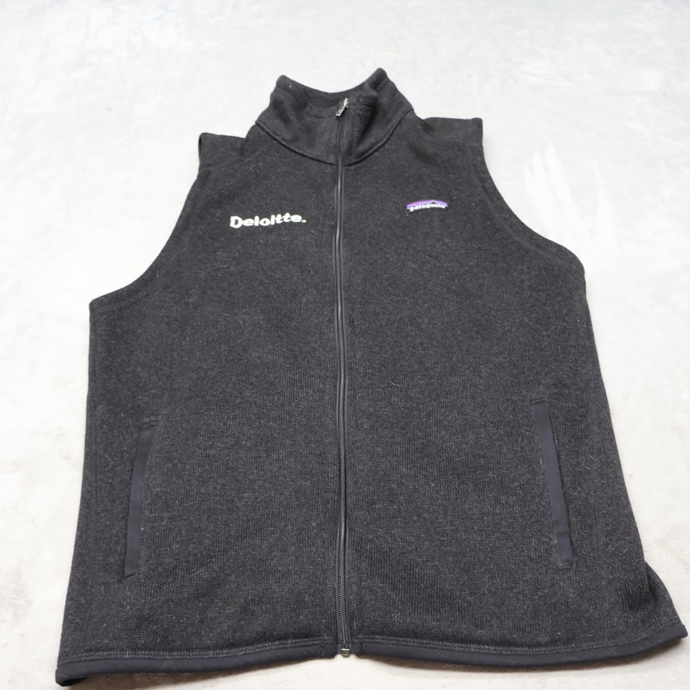 Patagonia Better Sweater Vest Women Large Black Fleece Knit Full Zip Hiking LOGO